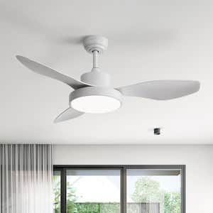 47 in. Indoor/Outdoor Integrated LED Matte White Ceiling Fan with Light Kit and Remote Control