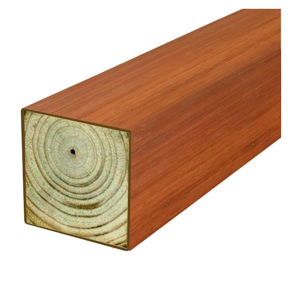 Woodguard 4 in. x 4 in. x 8 ft. Polymer Coated Western Red Cedar Tone Pressure-Treated SYP Multi-Purpose Fence Post