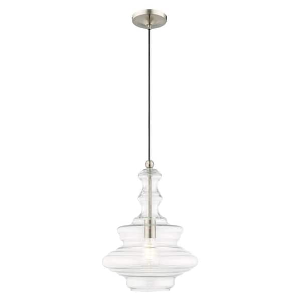 AVIANCE LIGHTING Midland 1-Light Brushed Nickel Pendant with Clear Glass