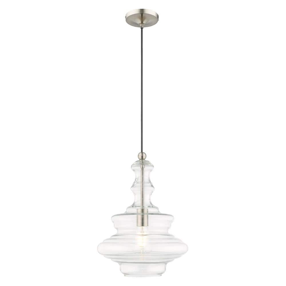 Brushed Nickel Clear Glass Mini Pendant Light