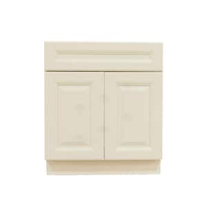 Oxford Creamy White Plywood Raised Panel Stock Assembled Sink Base Kitchen Cabinet (24 in. W x 34.5 in. H x 24 in. D)