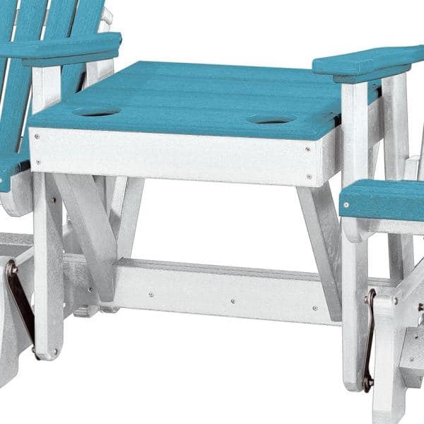 Aruba Blue and White Poly Resin Double Glider with Center Table