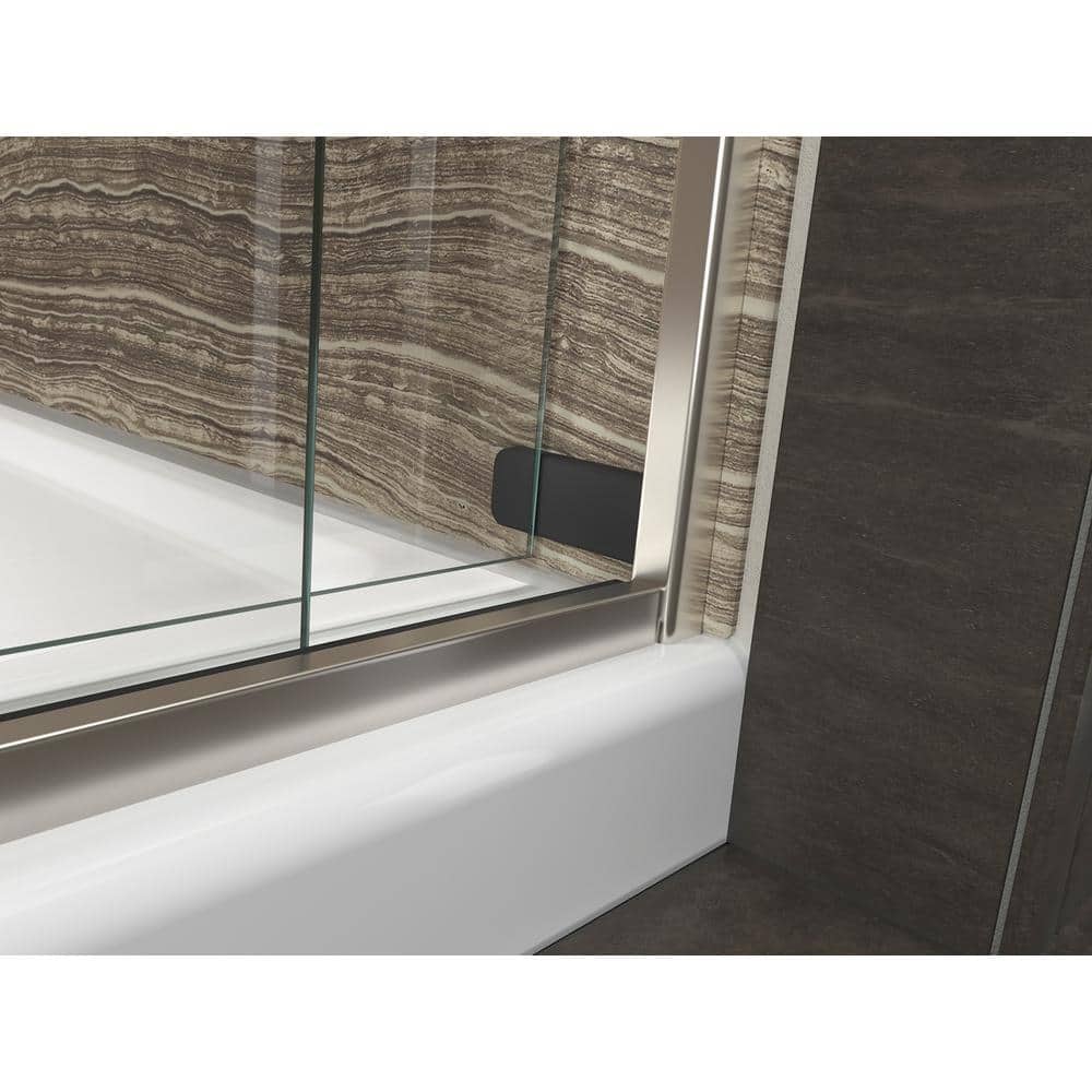Levity 60" Nickel Frameless Sliding Tub Door with Clear Glass