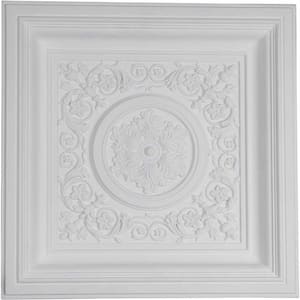 Nicole 2 ft. x 2 ft. Glue Up or Nail Up Polyurethane Ceiling Tile in White