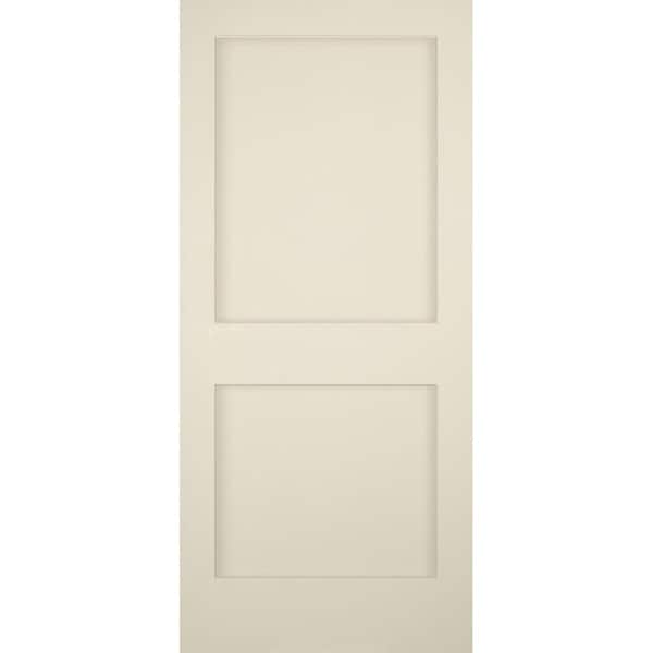 Builders Choice 36 in. x 80 in. Left-Handed 2-Panel Shaker Solid Core Primed Pine Wood Single Prehung Interior Door