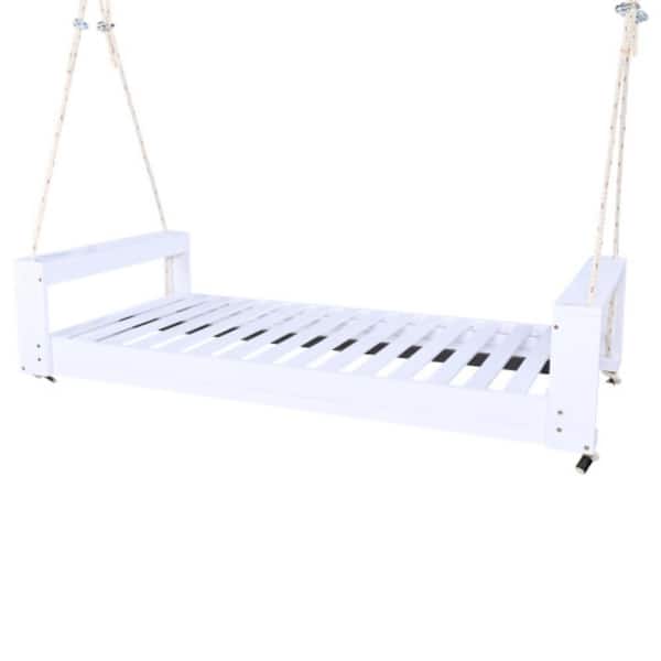 Series 85. 8in W Seating Capacity2 People White Wood Patio Swing With CushionGuard No Cushion