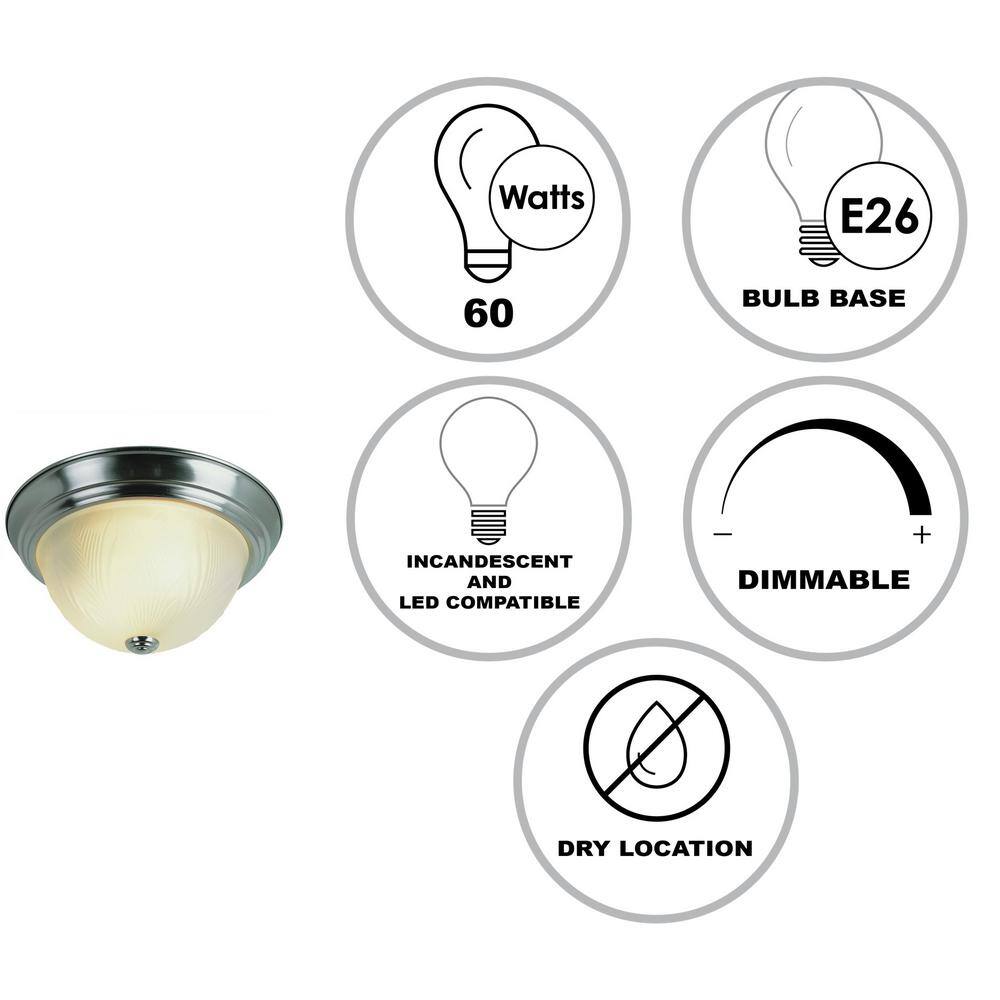 Beveled Brushed Nickel 15" Flush Mount with Frosted Leaf Glass