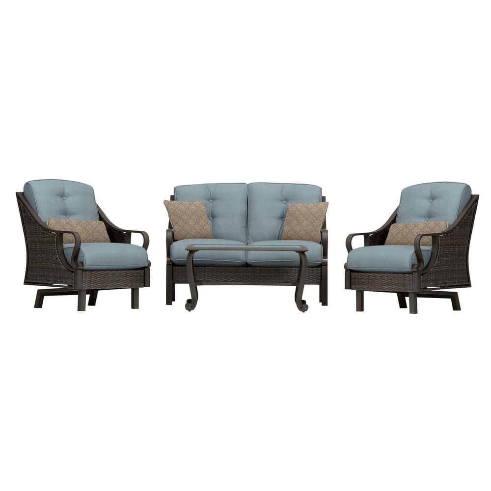 Cambridge Saratoga 4Piece Steel FramePatio Set with Cushions in Ocean