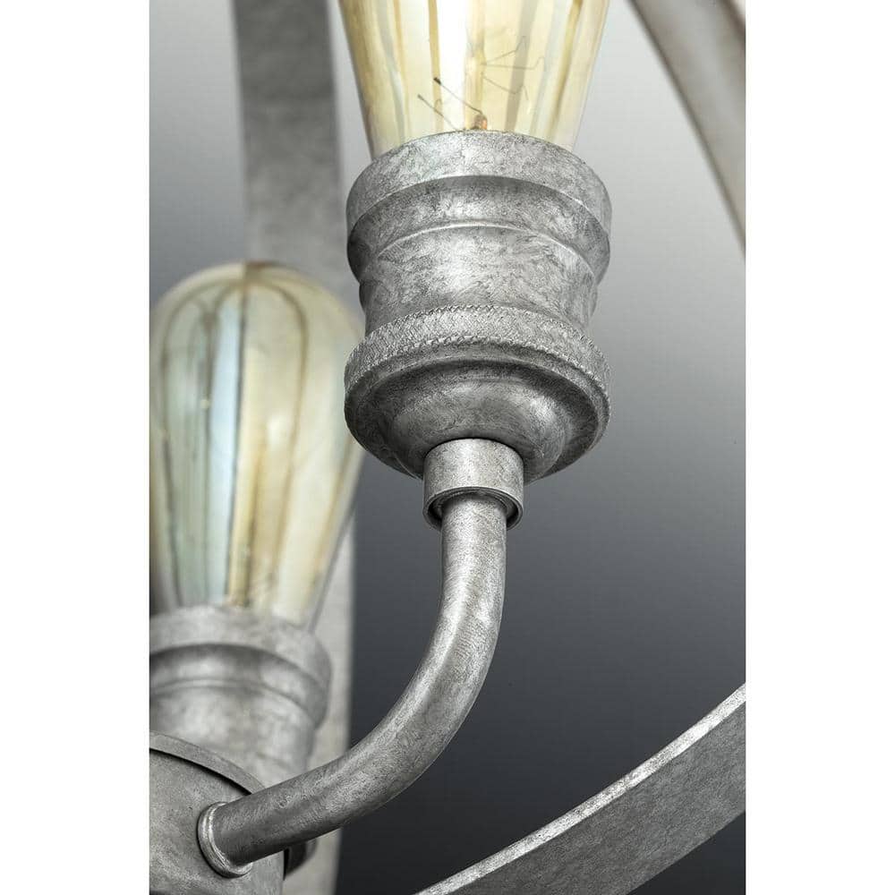 Galvanized and Antique White 6-Light Globe Pendant