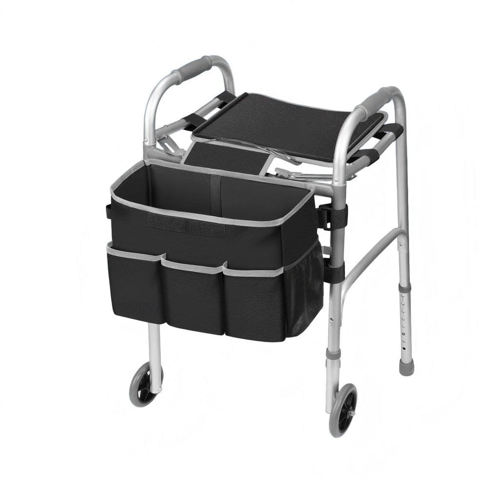 Wudkey Black Detachable Walker Basket with Tray, Large Capacity