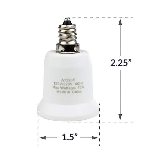 2Pcs Heat Resistant No Fire E12 to E26 Base Adapter Light Bulbs Socket Con EMX 