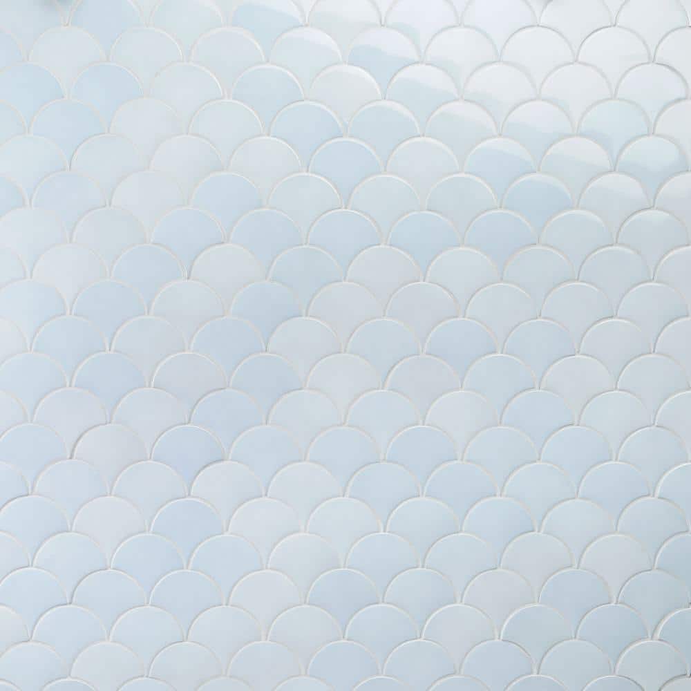 Sky Blue 2.44" x 5" Ceramic Fish Scale Wall Tile