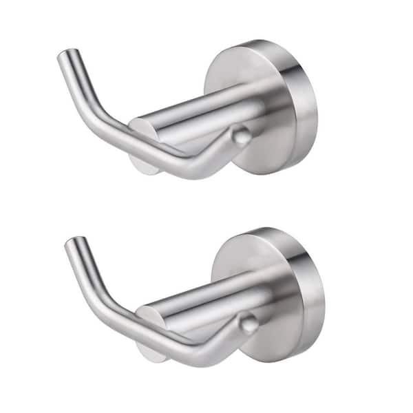 J-hook Double Robe/Towel Hook with 2-Pieces in Brushed Nickel
