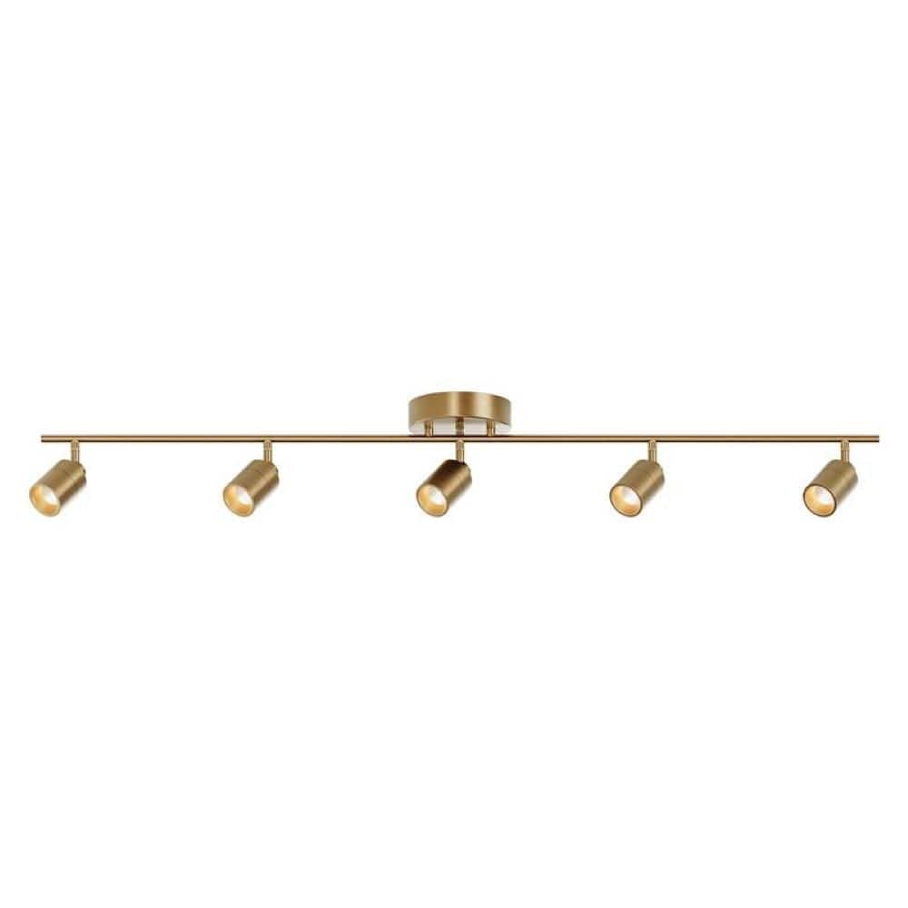 Shura 48 in. 5-Light Brushed Brass Integrated LED Flush Mount Ceiling Light with Rotatable Heads, 3000k, 2450 Lumens price history on PriceWatchPro