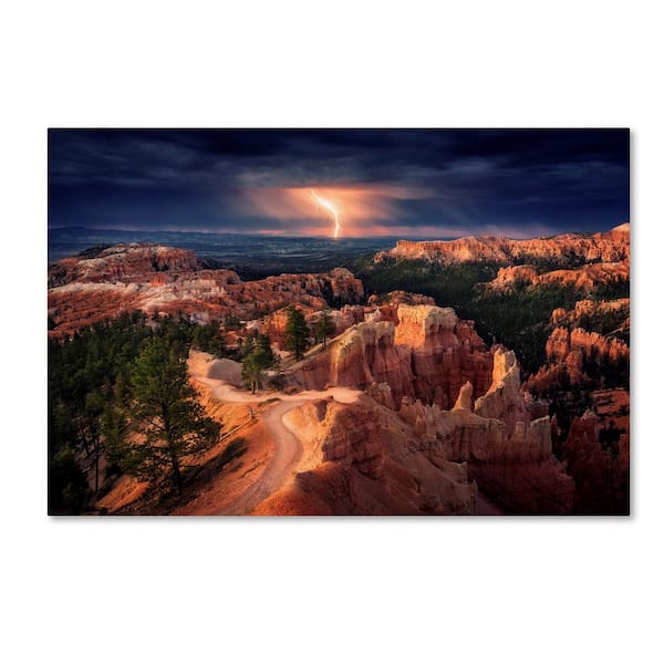 Trademark Fine Art 12 in. x 19 in. Lightning Over Bryce Canyon by Stefan Mitterwallner Floater Frame Nature Wall Art