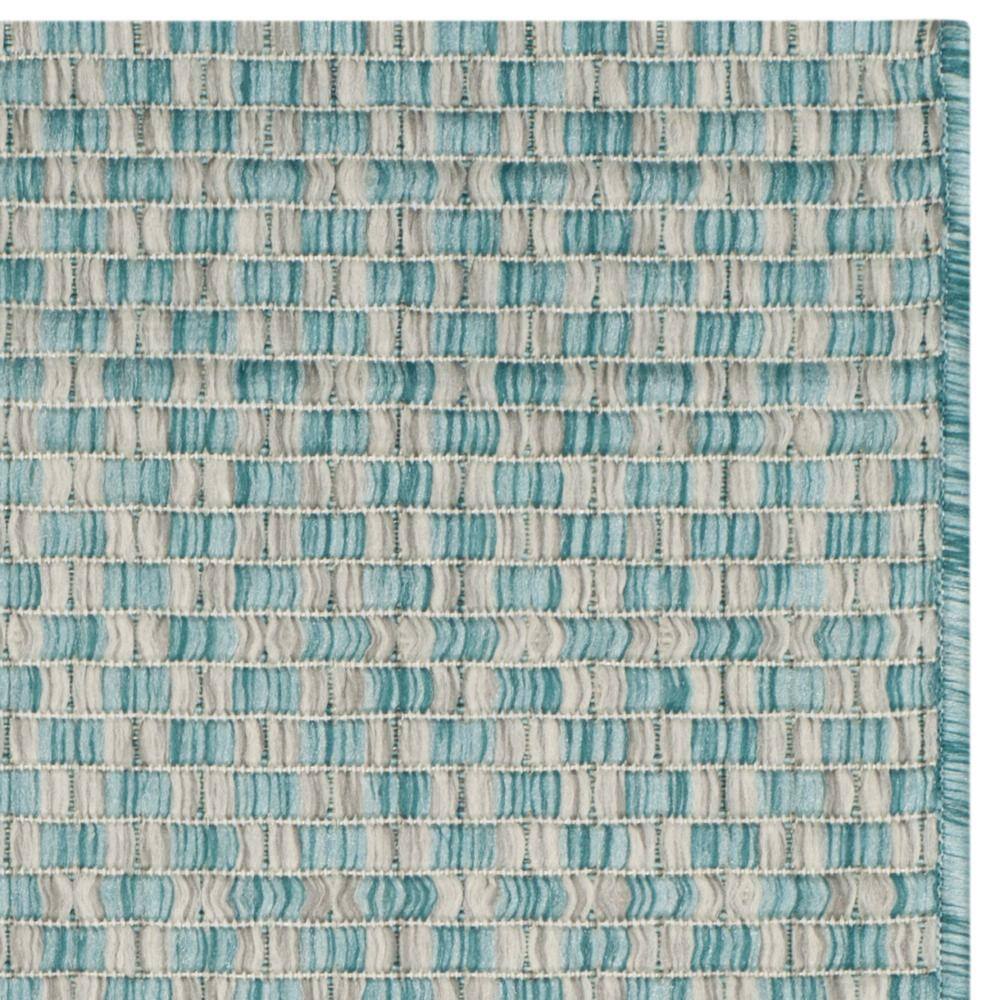 Light Blue and Grey Rectangular Stain-Resistant Synthetic Rug