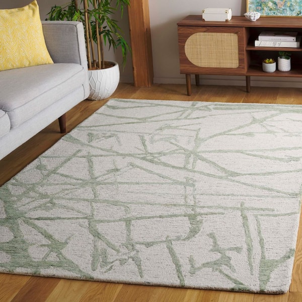 Ebony 3 ft. x 5 ft. Ivory/Light Green Contemporary Abstract Area Rug