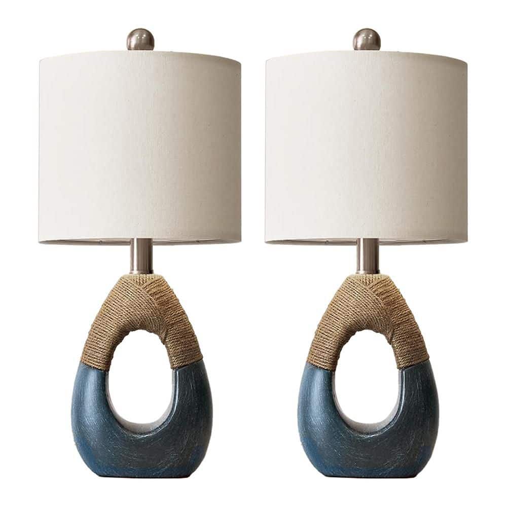 19 in. Blue Rustic Lantern Table Lamp (2-Pack) (Bulbs Not Included ...