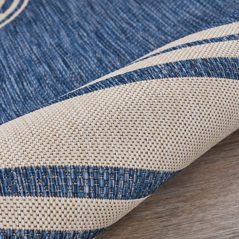 Nautical Blue and White Compass Stripe Indoor/Outdoor Rug