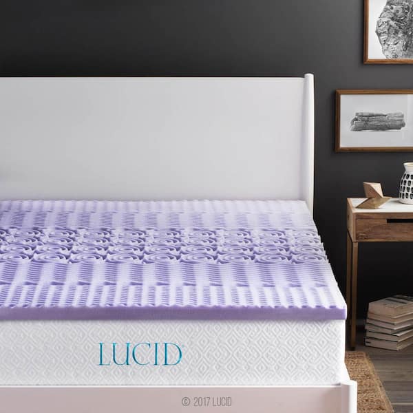 Lucid 2 in. King Zoned Lavender Memory Foam Mattress Topper