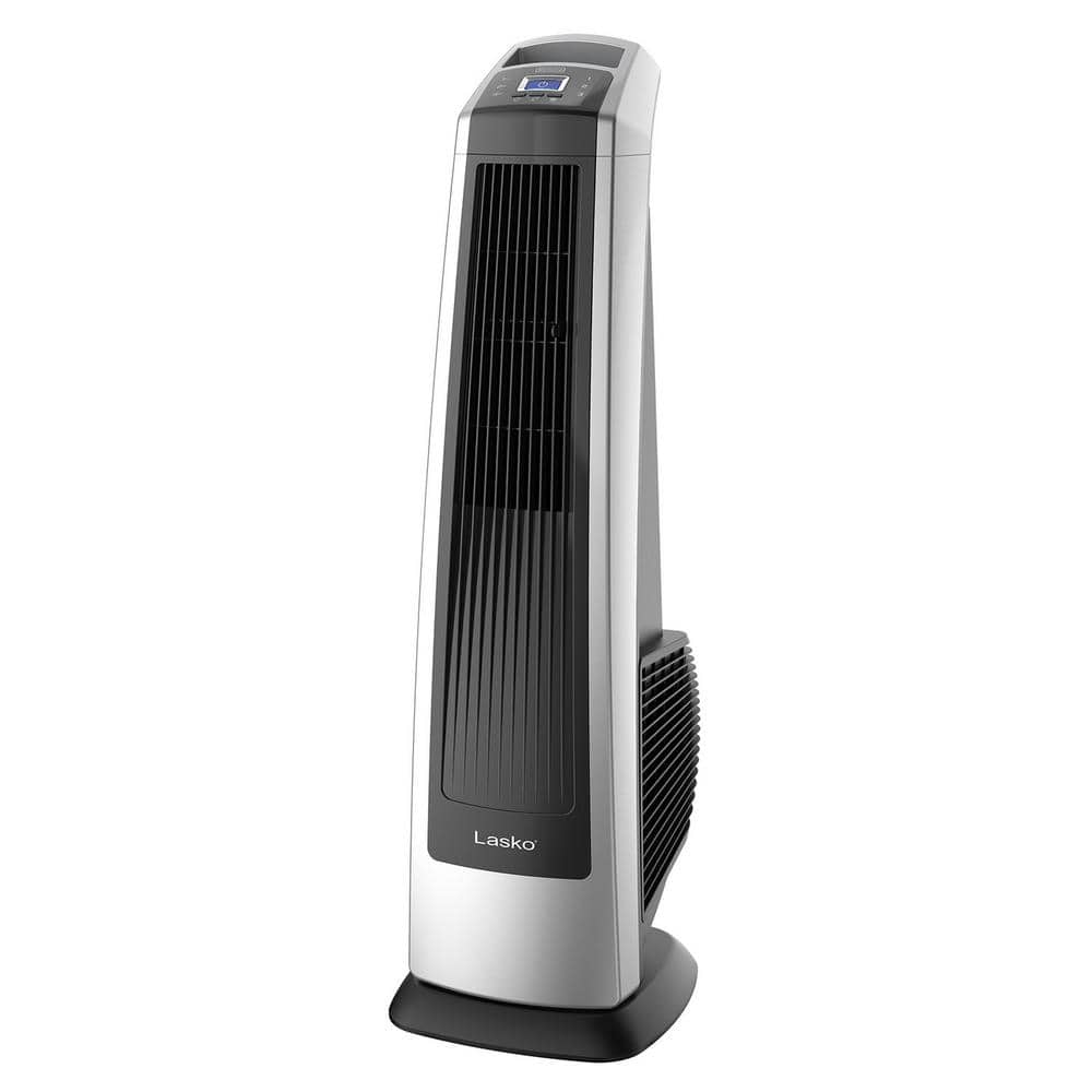 Lasko High Velocity 35 In 3 Speed Gray Oscillating Tower Fan With Auto Shut Off Timer And Remote Control U35115 The Home Depot