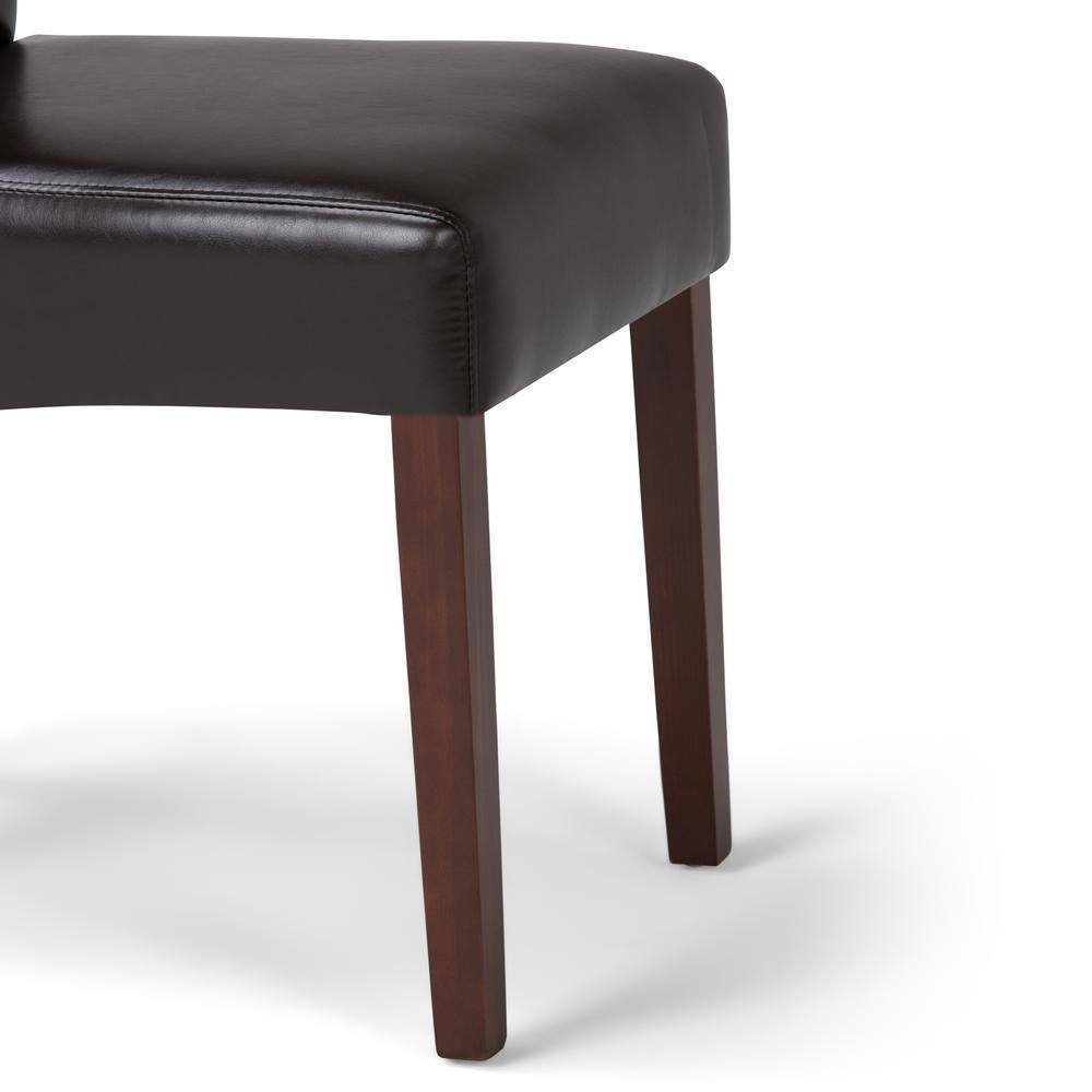Tanners Brown Faux Leather Upholstered Parsons Side Chair Set