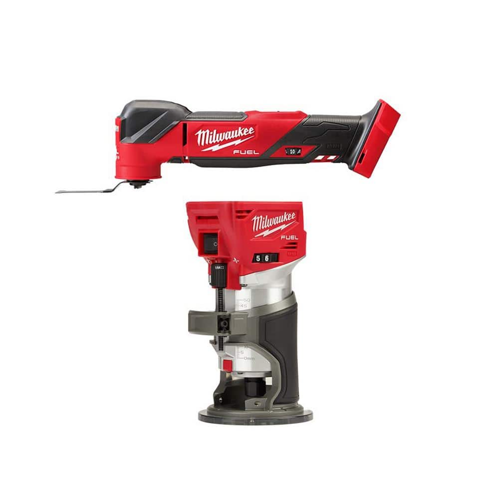 Milwaukee M18 FUEL 18V Lithium-Ion Cordless Brushless Oscillating Multi-Tool with FUEL Compact Router (2-Tool) -  2836-20-272A