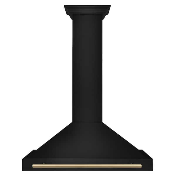 Autograph Edition 36 in. 400 CFM Convertible Wall Mount Range Hood in Black Stainless Steel and Champagne Bronze