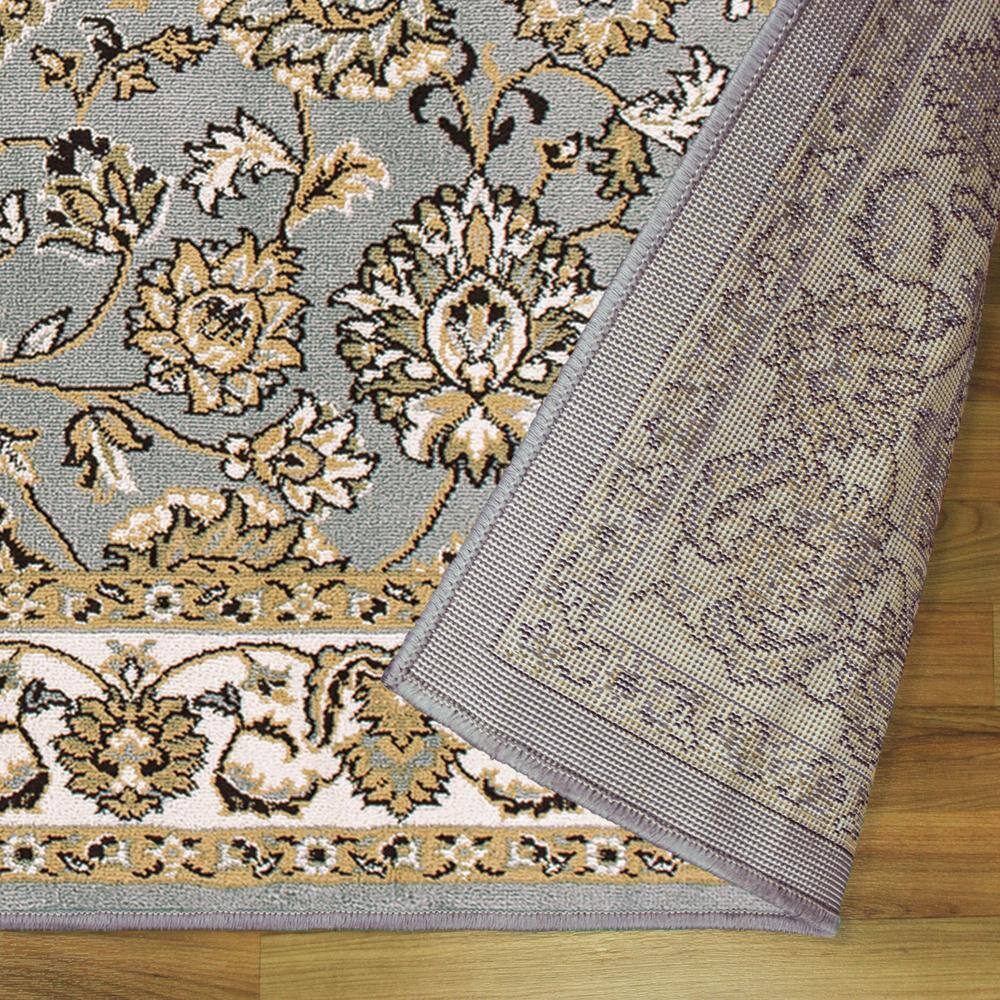 Elegant Lille Floral Scroll 4' x 6' Gray Synthetic Area Rug