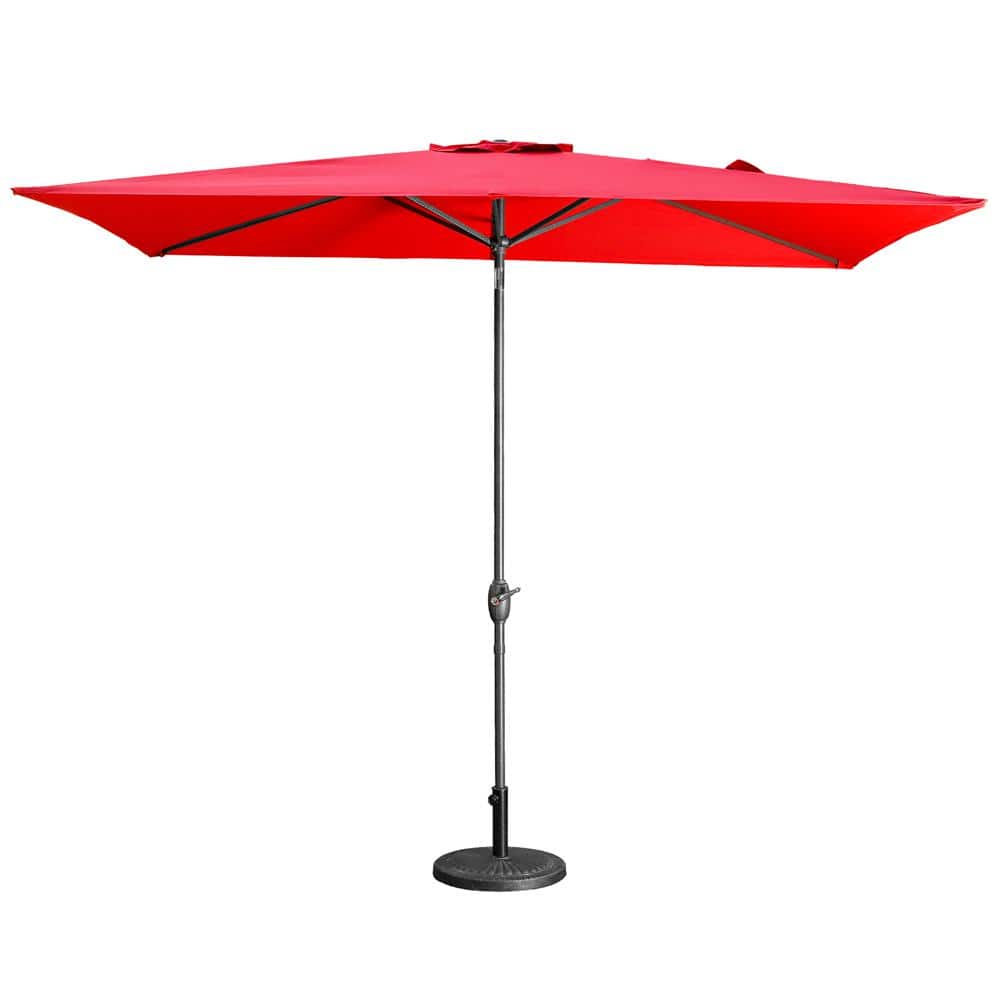 10 ft. x 6.5 ft. Aluminum Market Push-Button Tilt Patio Umbrella in Red