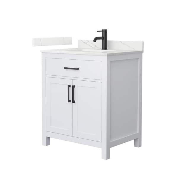 Beckett 30 in. Single Freestanding White Bath Vanity with Giotto Quartz Top (Assembled)