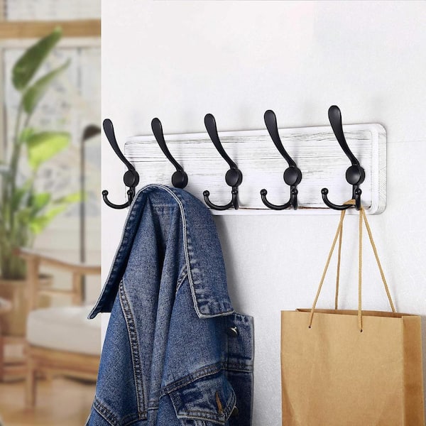 W x D White Farmhouse Coat Rack Wall Mount with - Main Image