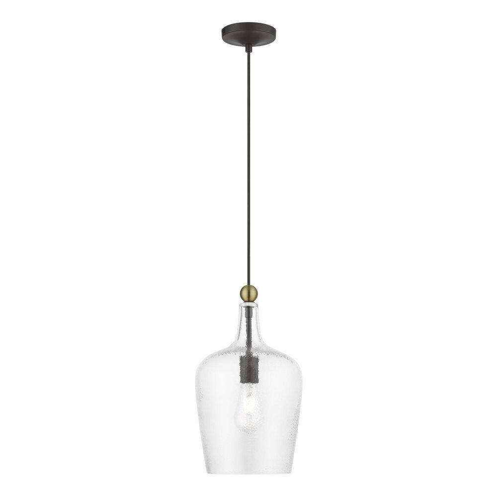 Livex Lighting Avery 1Light Bronze Single Pendant with Antique Brass