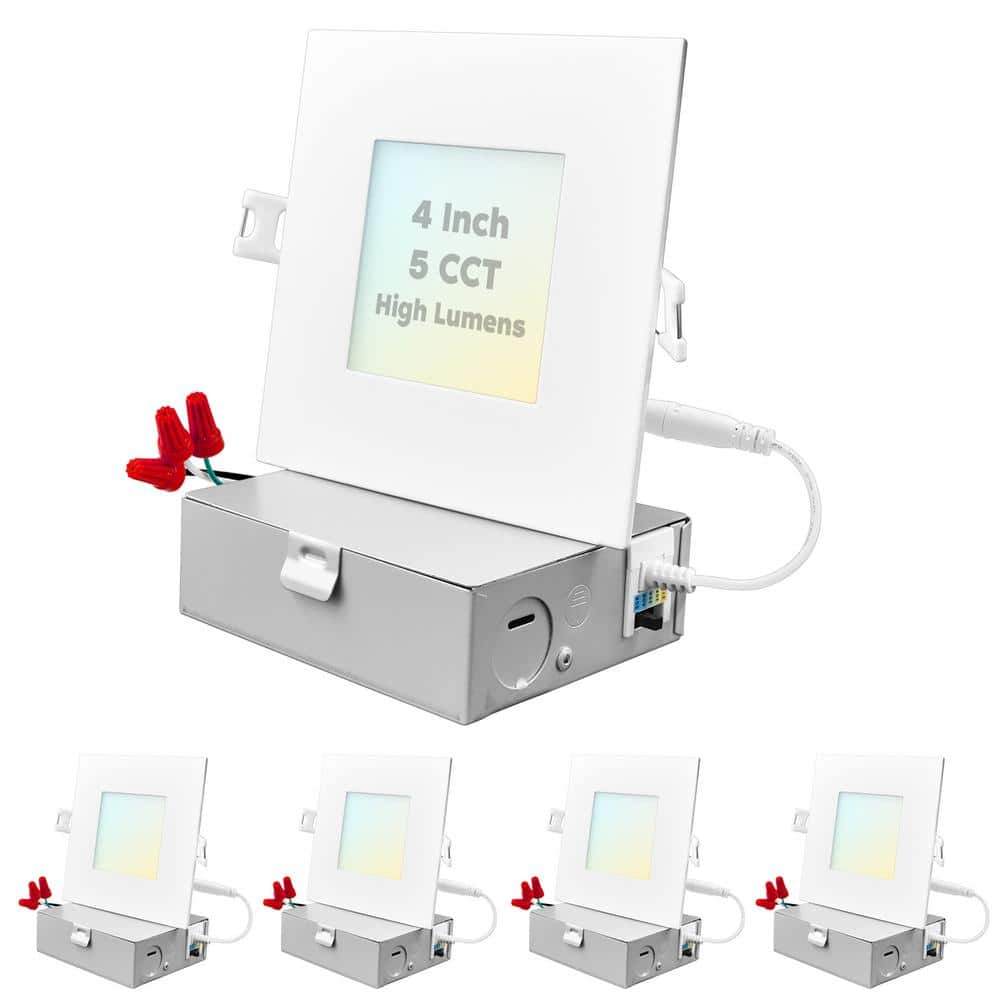4 in. Ultra Thin Canless 12-Watt 5 Color Options New Construction Integrated LED Recessed Light Kit J-Box (4-Pack) price history on PriceWatchPro