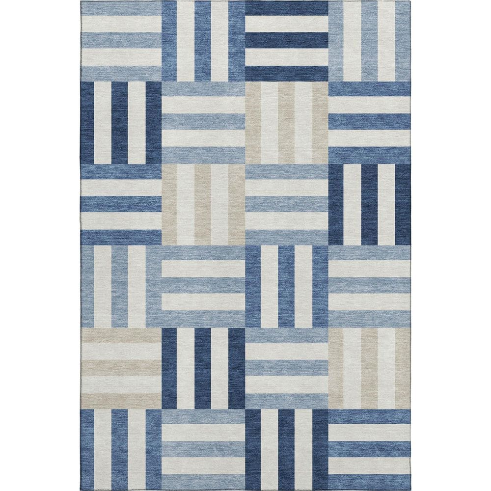 Mayfield Premium Machine Washable Abstract AMF2332 Navy 3 ft. x 5 ft. Area Rug price history on PriceWatchPro
