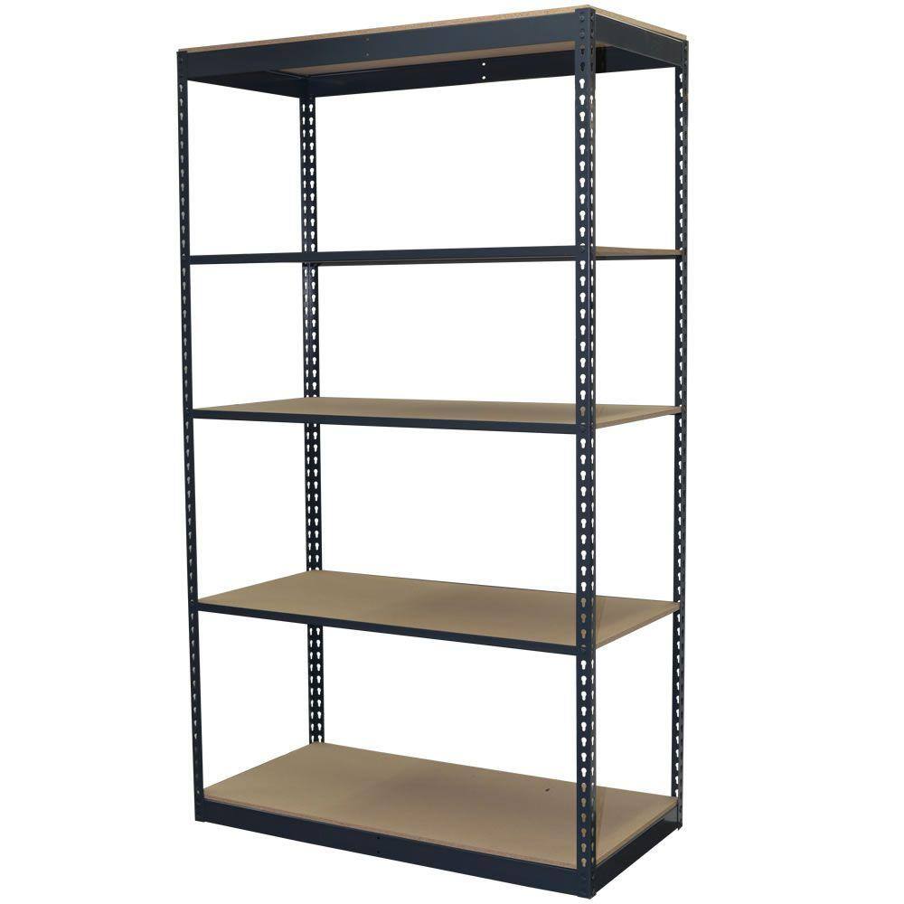 Storage Concepts 5 Tier Boltless Steel, Metal Shelving With Particle Board