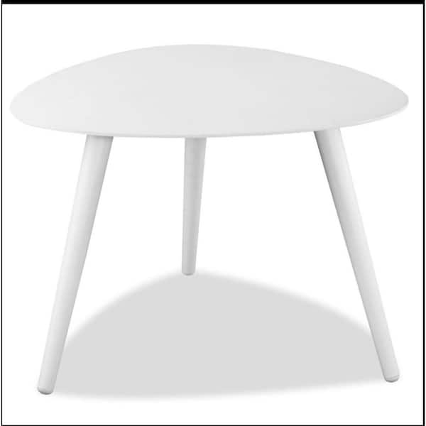 HomeRoots 19 in. White Triangle Aluminum End Table