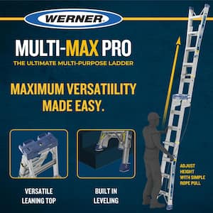 Multi-Max Pro 20 ft. Reach Aluminum Telescoping Multi-Position Ladder with 375 lb. Load Capacity Type IAA Duty Rating