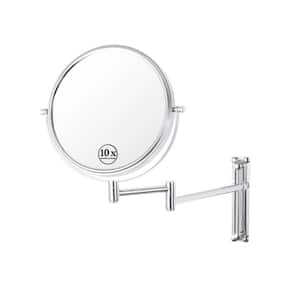 8.7 in. W x 13 in. H Round Metal Framed Magnifying Wall Bathroom Vanity Mirror in Chrome