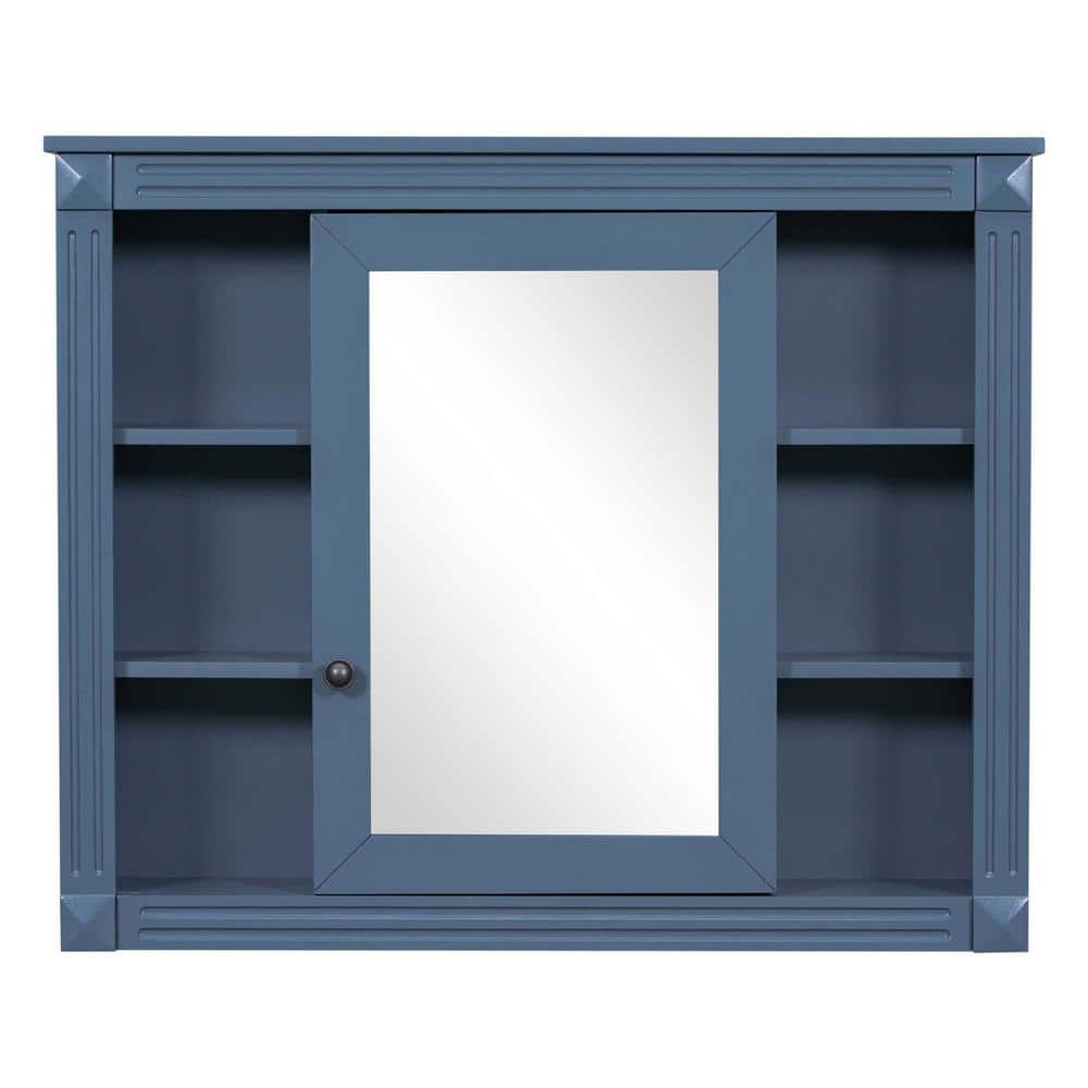 35 in. W x 28.7 in. H Medium Rectangular Blue Wood Surface Mount Soft Close