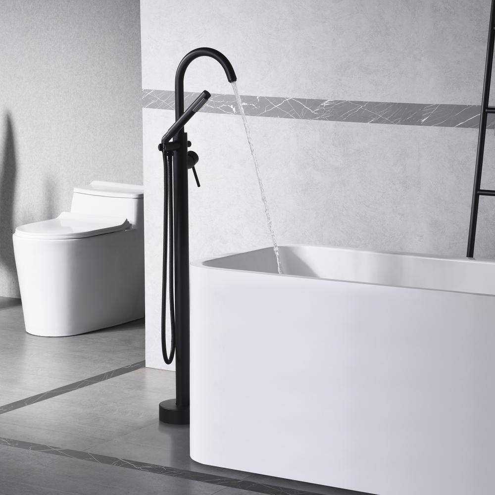 Matte Black Freestanding Tub Faucet with Hand Shower