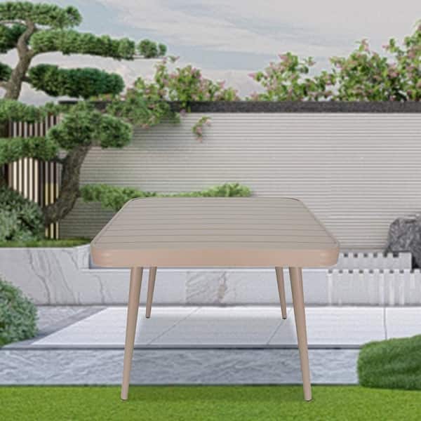TWT Champagne Square Aluminum Patio Dinning Table for 4-Persons