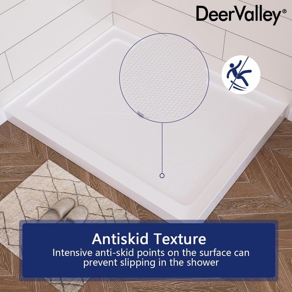 White Acrylic 48" Shower Base with Non-Slip Design