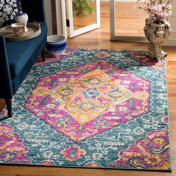 Madison Blue/Fuchsia 6 ft. x 9 ft. Bohemian Medallion Area Rug