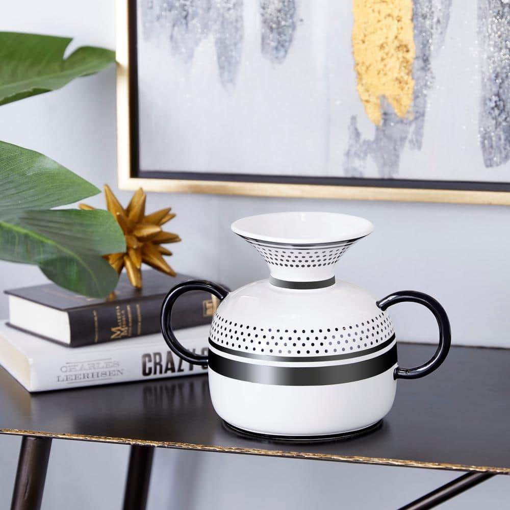 White and Black Ceramic Decorative Table Vase