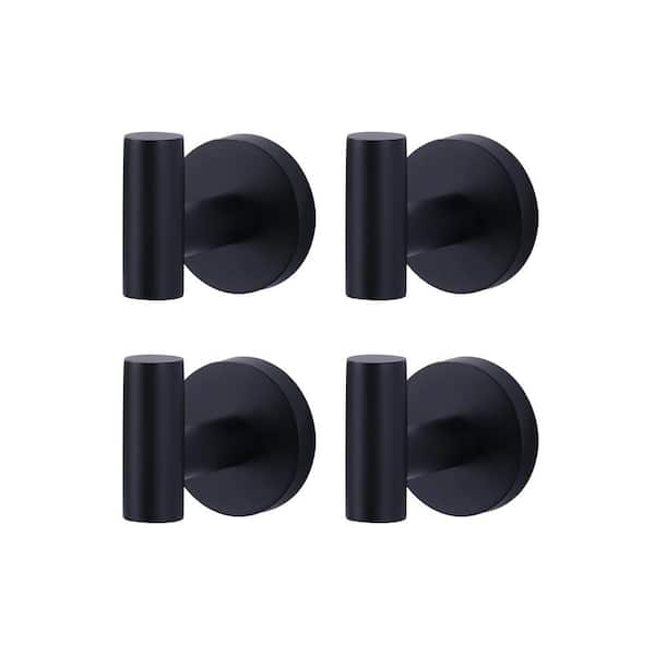 ALEASHA Round shape Knob Robe/Towel Hook in Matte Black 4-Pieces