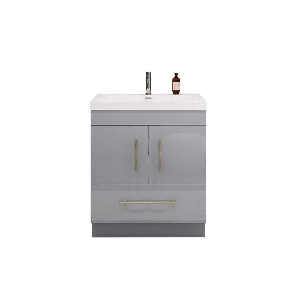 Elsa 29.53 in. W x 35.44 in. H x 19.69 in. D Bathroom Vanity in High Gloss Gray with White Acrylic Top price history on PriceWatchPro