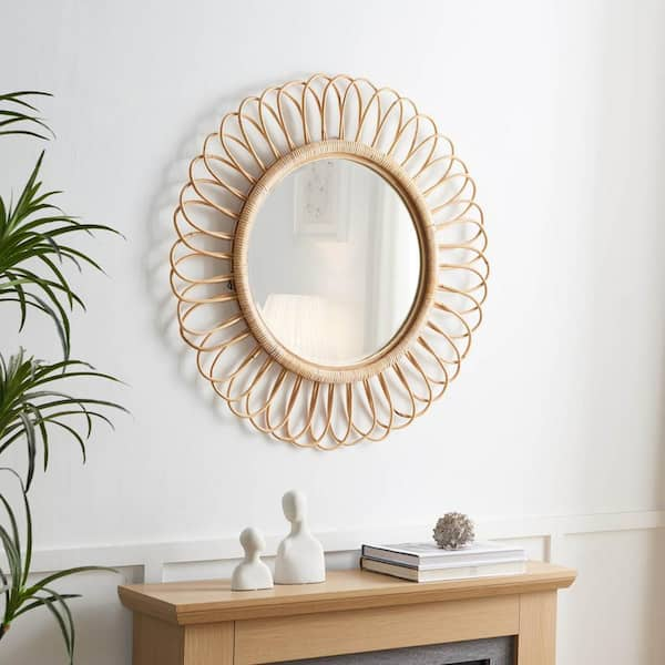 Rattan Petal Hand Mirror, Flower Mirror