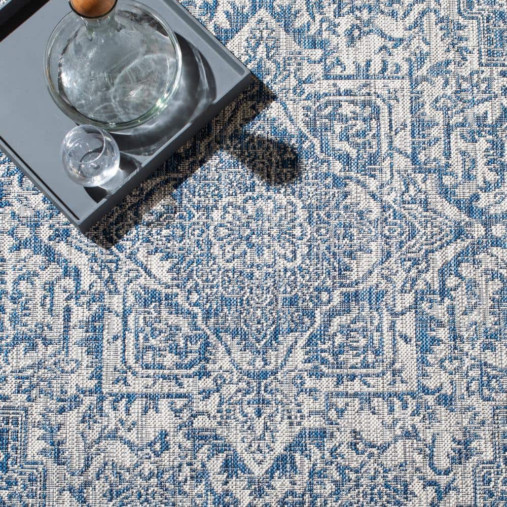 Gray Rectangular 8' x 10' Easy Care Synthetic Rug
