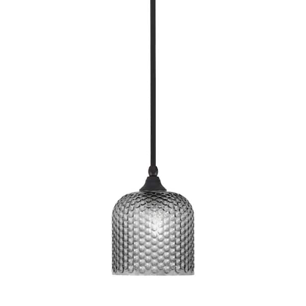 Unbranded Sparta 100-Watt 1-Light Espresso Shaded Pendant Light Mini Pendant with Smoke Textured Glass, No Bulb Included